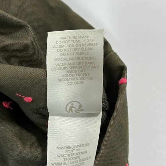 Boden Mini A-Line Skirt Embroidered Polka Dot Print Pockets Green Pink Size 10 R - Picture 12 of 15